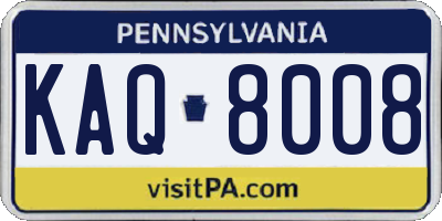 PA license plate KAQ8008