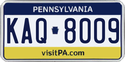 PA license plate KAQ8009