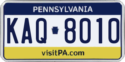 PA license plate KAQ8010