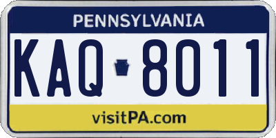 PA license plate KAQ8011