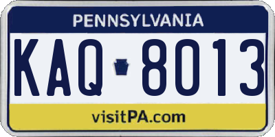 PA license plate KAQ8013