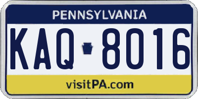 PA license plate KAQ8016