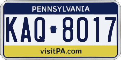 PA license plate KAQ8017