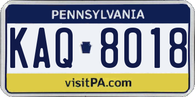 PA license plate KAQ8018