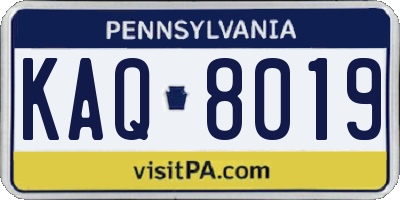 PA license plate KAQ8019