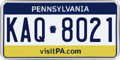 PA license plate KAQ8021