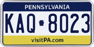 PA license plate KAQ8023