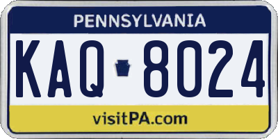 PA license plate KAQ8024