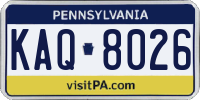 PA license plate KAQ8026