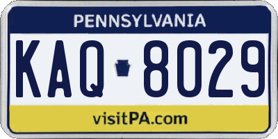 PA license plate KAQ8029
