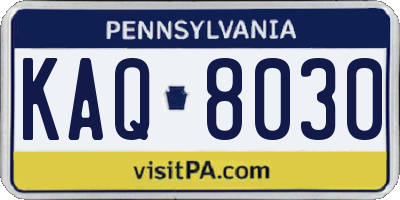 PA license plate KAQ8030