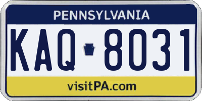 PA license plate KAQ8031