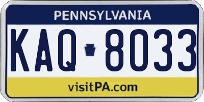 PA license plate KAQ8033