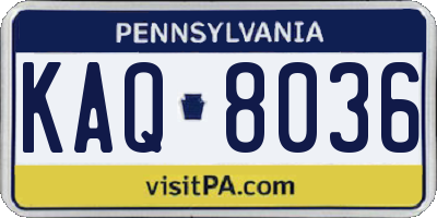 PA license plate KAQ8036