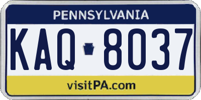 PA license plate KAQ8037