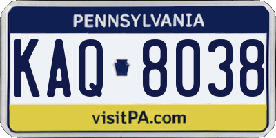 PA license plate KAQ8038