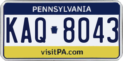 PA license plate KAQ8043