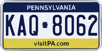 PA license plate KAQ8062