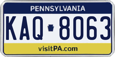 PA license plate KAQ8063