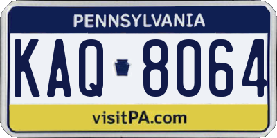 PA license plate KAQ8064