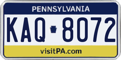 PA license plate KAQ8072