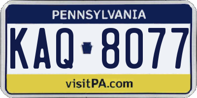 PA license plate KAQ8077
