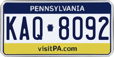 PA license plate KAQ8092