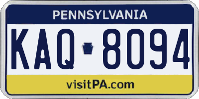 PA license plate KAQ8094