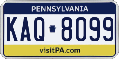 PA license plate KAQ8099