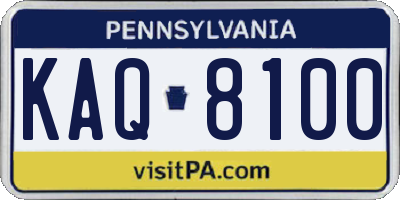 PA license plate KAQ8100