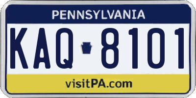 PA license plate KAQ8101