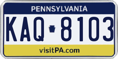 PA license plate KAQ8103