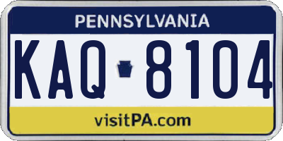 PA license plate KAQ8104