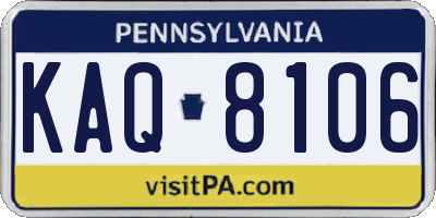 PA license plate KAQ8106