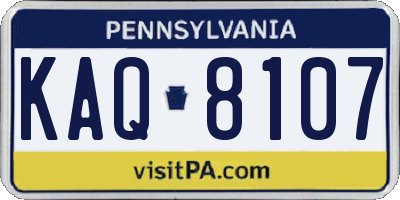 PA license plate KAQ8107