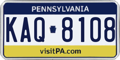 PA license plate KAQ8108