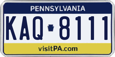 PA license plate KAQ8111