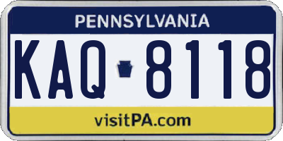 PA license plate KAQ8118