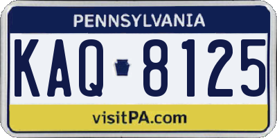 PA license plate KAQ8125