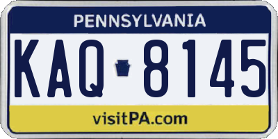 PA license plate KAQ8145