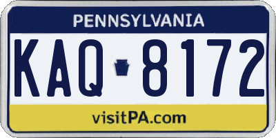 PA license plate KAQ8172