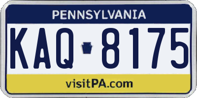 PA license plate KAQ8175
