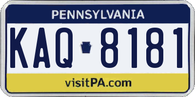 PA license plate KAQ8181