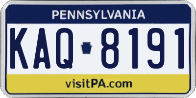 PA license plate KAQ8191