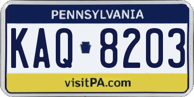 PA license plate KAQ8203