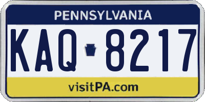 PA license plate KAQ8217