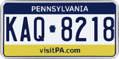 PA license plate KAQ8218