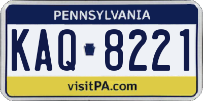 PA license plate KAQ8221