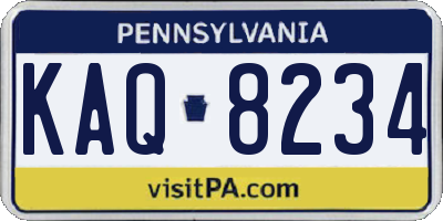 PA license plate KAQ8234