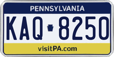 PA license plate KAQ8250
